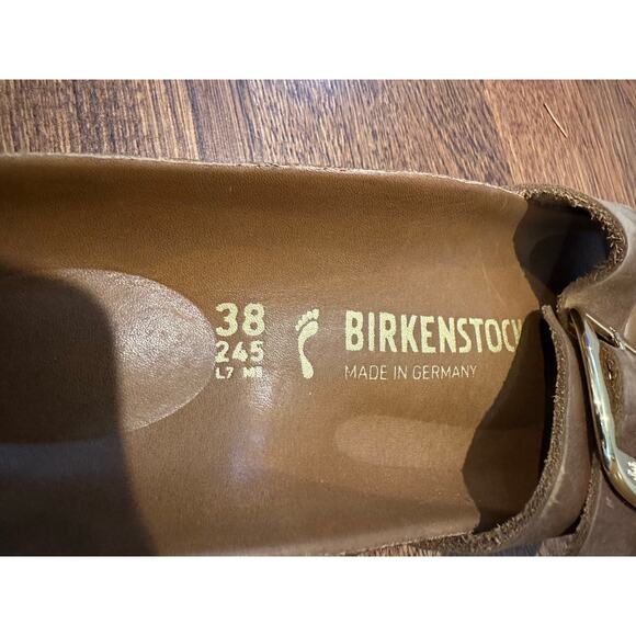 Birkenstock Madrid Big Buckle Leather Slides Brown Size 38 (7-7.5) Classic Style - Picture 8 of 10
